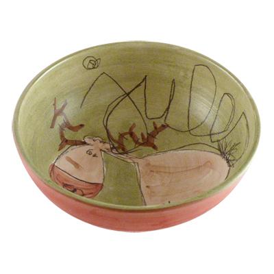 Bol Pr&eacute;nom d&eacute;cor Cerf vert feuille