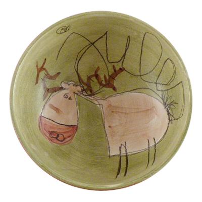 Bol Pr&eacute;nom d&eacute;cor Cerf vert feuille