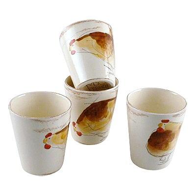 4 verres &agrave; caf&eacute; poule