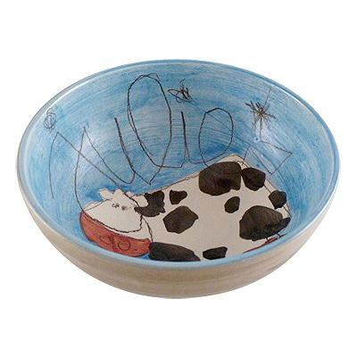 Bol Pr&eacute;nom d&eacute;cor vache bleu