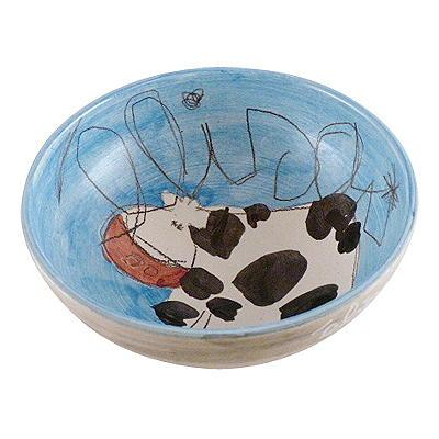 Bol Pr&eacute;nom d&eacute;cor vache bleu