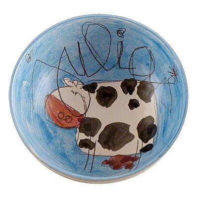 Bol Pr&eacute;nom d&eacute;cor vache bleu