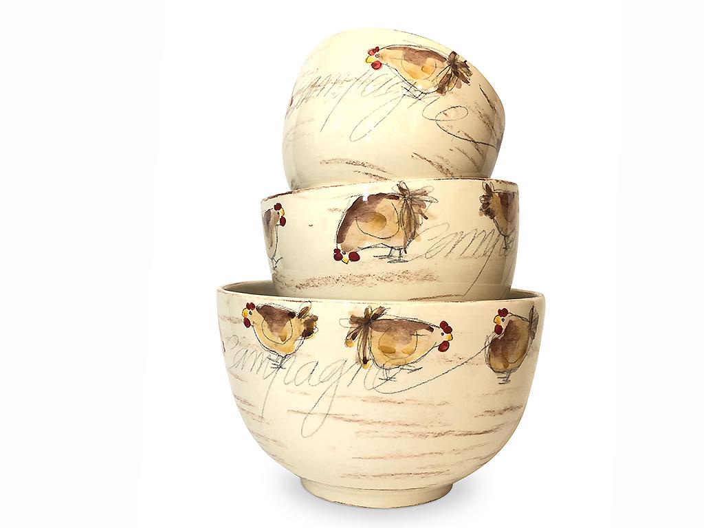 Le saladier rond "Poule" grand modèle.